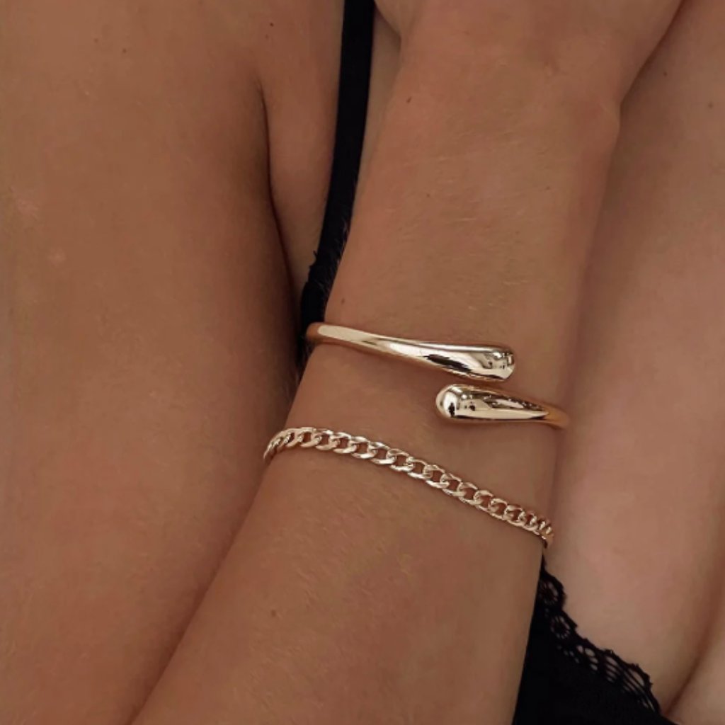 Princess Polly Elle Bracelet Set Gold - Chain & Cuff (One Size) / Nib